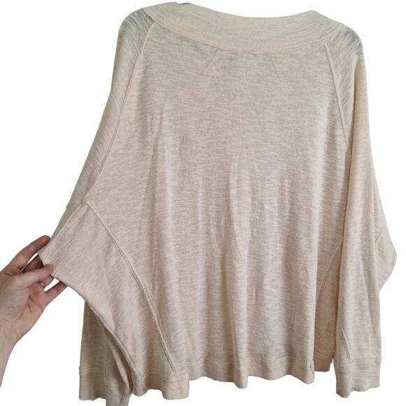 We the Free Ivory Cream Don't Forget Me Knit Blouse Longsleeve 3 Button L - Picture 11 of 15